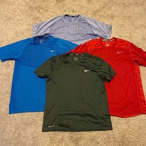 Nike Mens Dri Fit Shirts (gray, 2 blue, red) Medium
